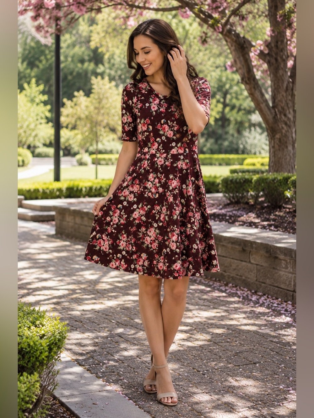 LuLaRoe Nicole Floral Quilted Fit & Flare Dress Size Small
